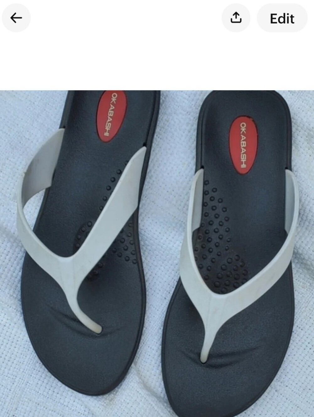 Okabashi white  Flip Flop sandals ‎ 8-9